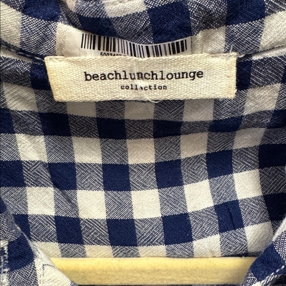 beachlunchlounge Navy and White Plaid Shirt - Picture 2 of 5